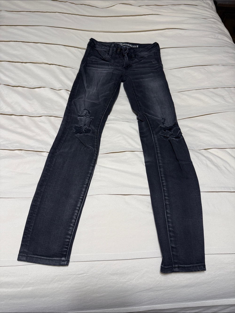 American Eagle Outfitters Black Distressed Skinny Jeans - Women